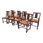 6 chaises et deux fauteuils brutaliste