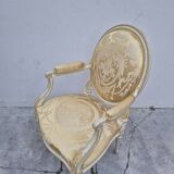Louis XVI style cabriolet armchair with decorated medallion