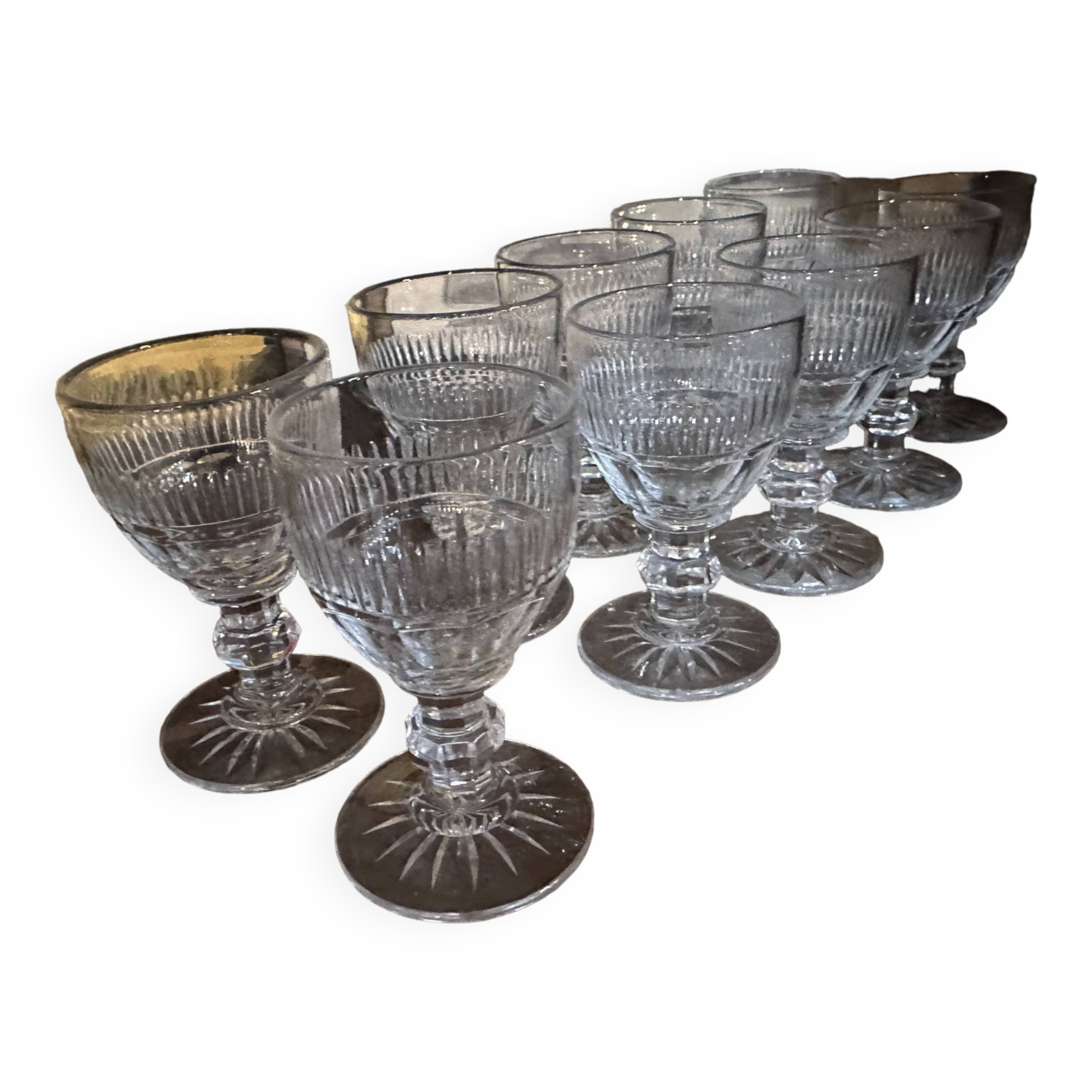 Set of 10 crystal glasses