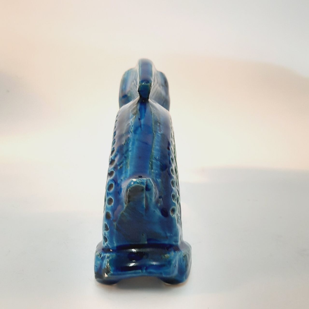 Rabbit statue, vintage, Aldo Londi for Bitossi, Rimini blue series