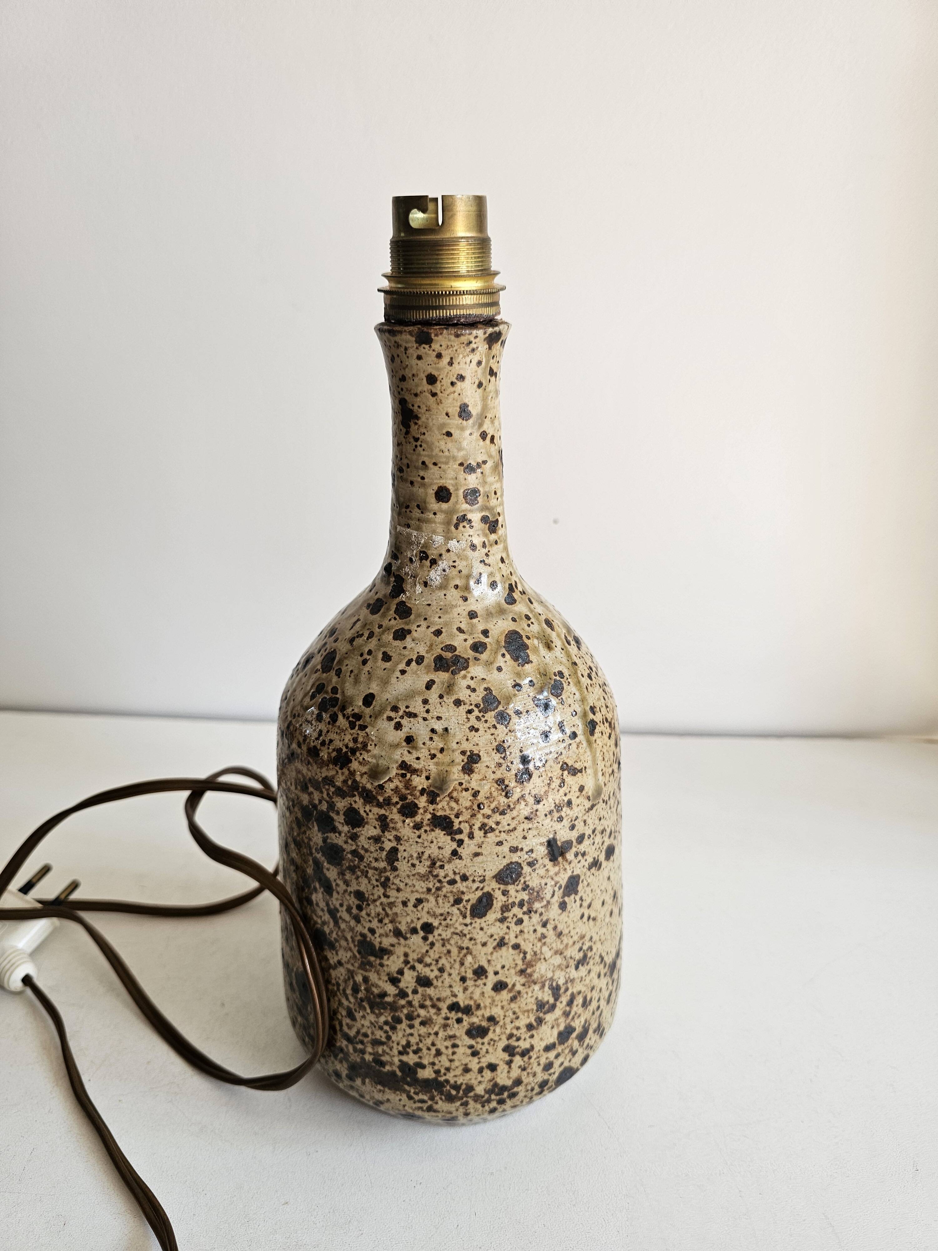 Ceramic lamp base in pyrite stone signed Alain Prudhomme