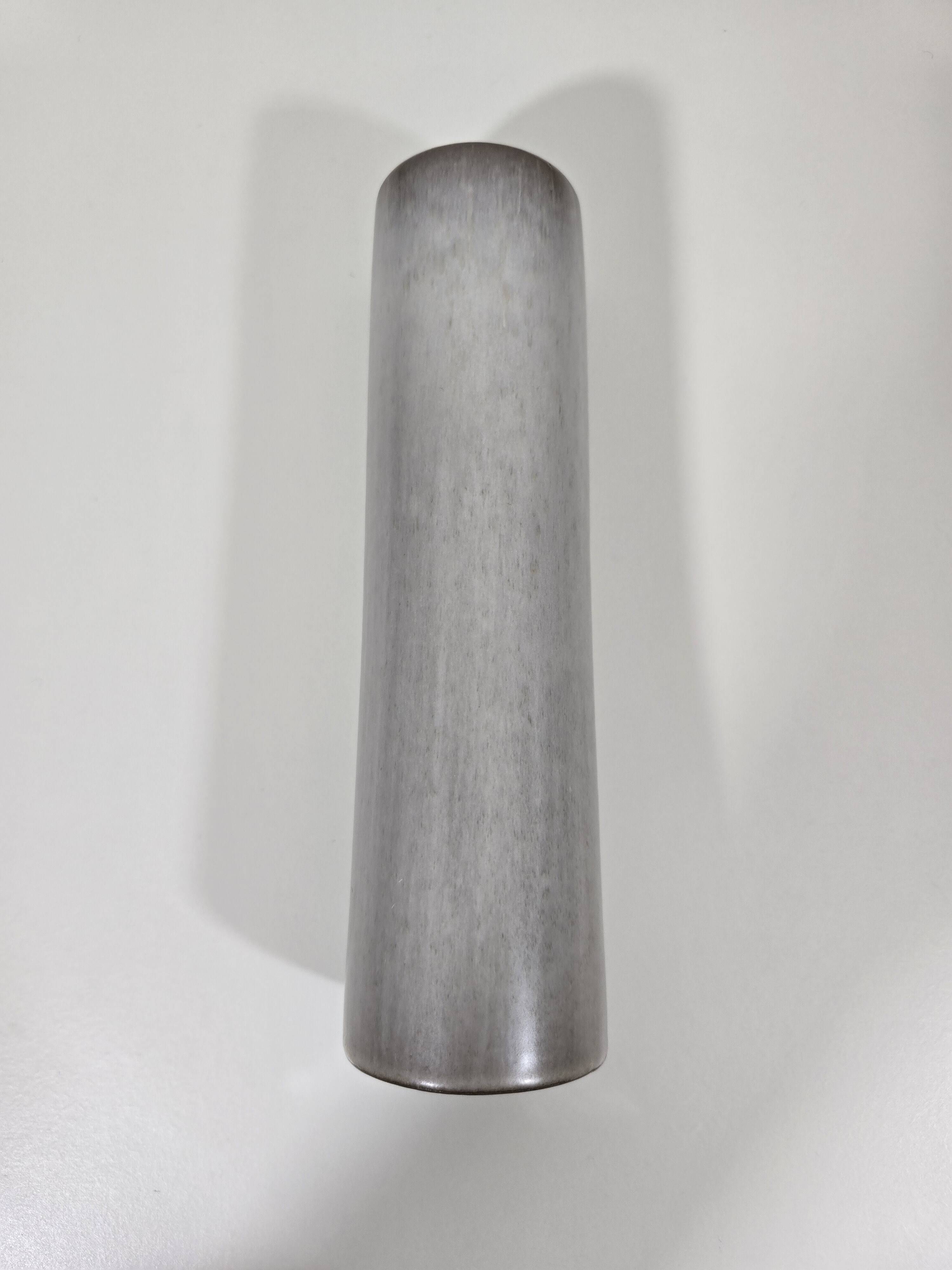 Jacques & Dani Ruelland Grey glazed ceramic roller vase