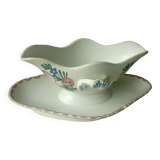 Earthenware gravy boat decorated with Sarreguemines rooster Hamage northern France