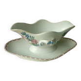 Earthenware gravy boat decorated with Sarreguemines rooster Hamage northern France