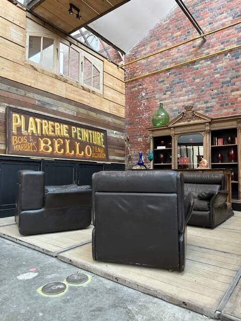 Ensemble de salon en cuir années 80