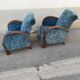 Paire de fauteuils art déco tissu bleu