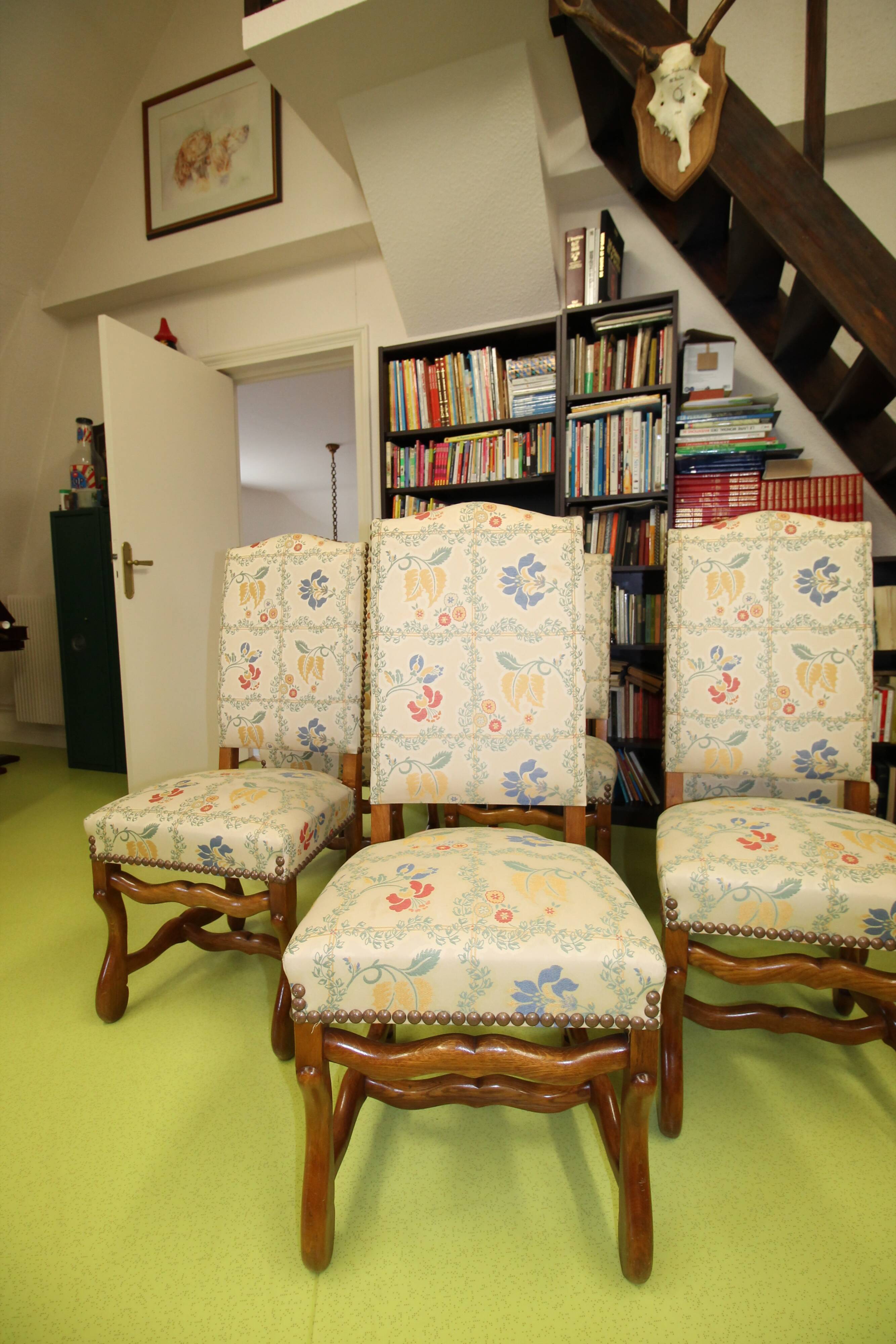 6 chairs Louis XIII sheep bones