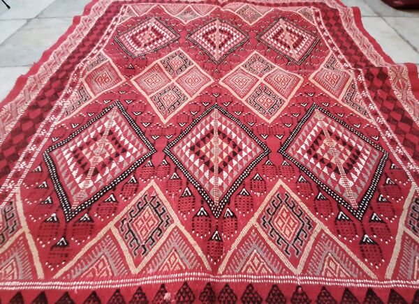 tapis Kilim Marocain Rouge, tapis Berbère Fait À La Main.