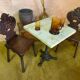 Duo of carved wooden chairs