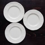 10 assiettes à dessert vintage en faïence ivoire au marli chantourné