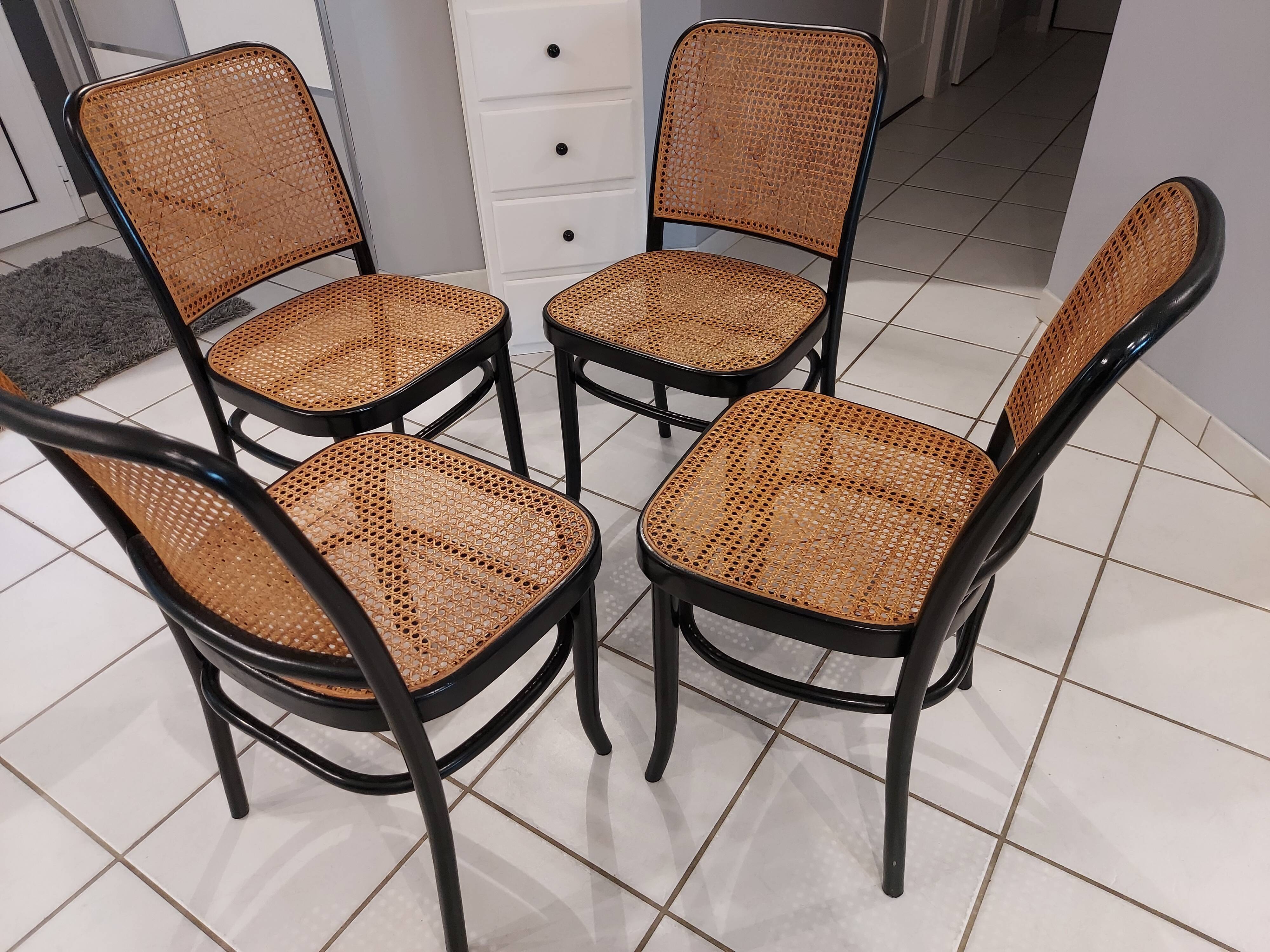 Suite of 4 chairs by Joseph Hoffmann vintage 1970s