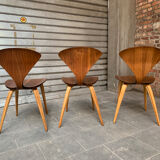 Series of 6 Norman Cherner chairs for Plycraft USA in teak, 1960s