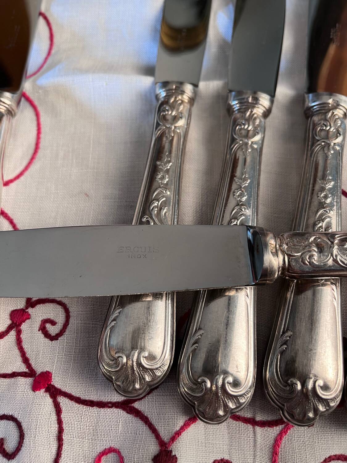 6 Ercuis silver-plated table knives
