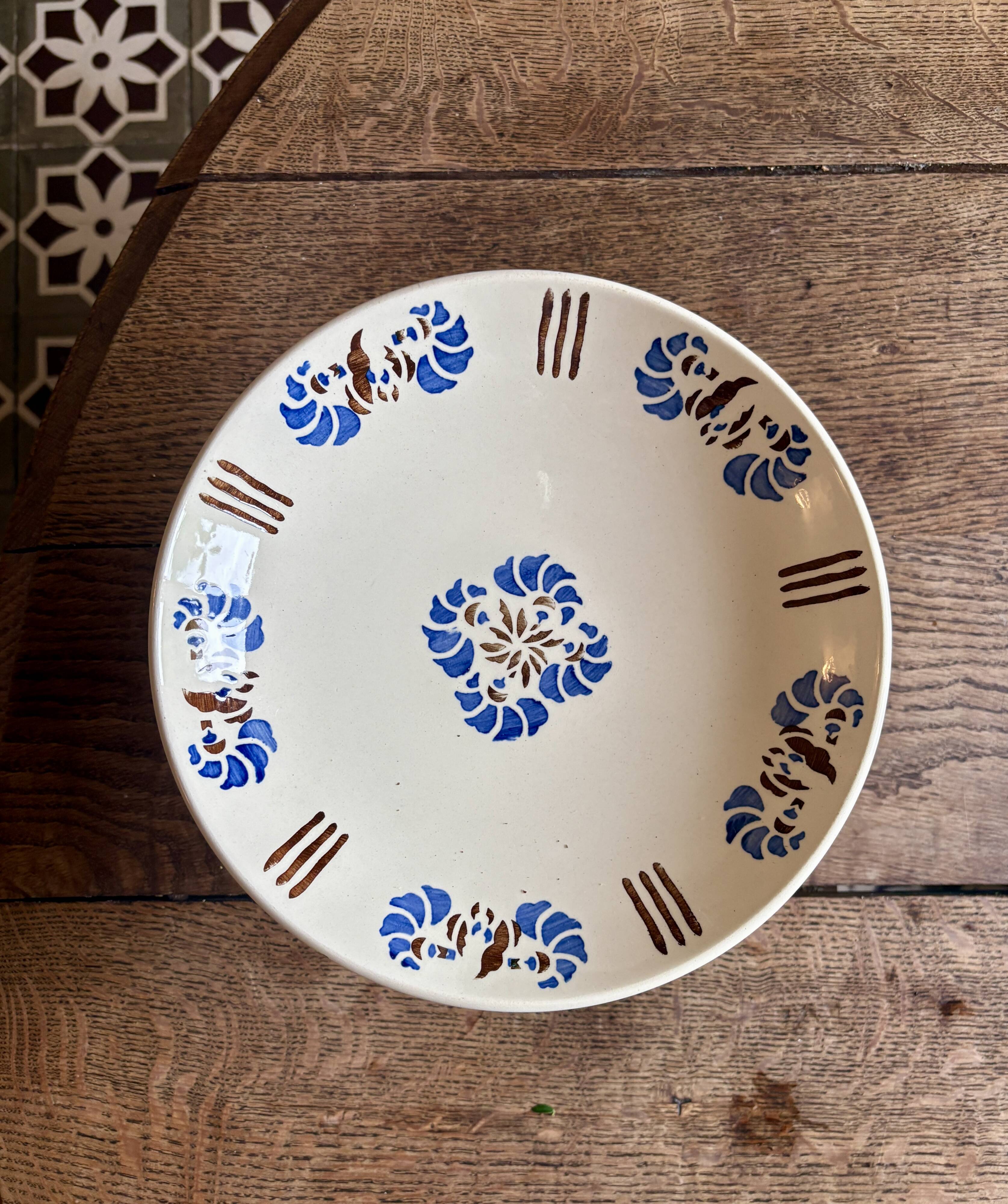 Compote dish or antique footed plate in ironstone - Laval -