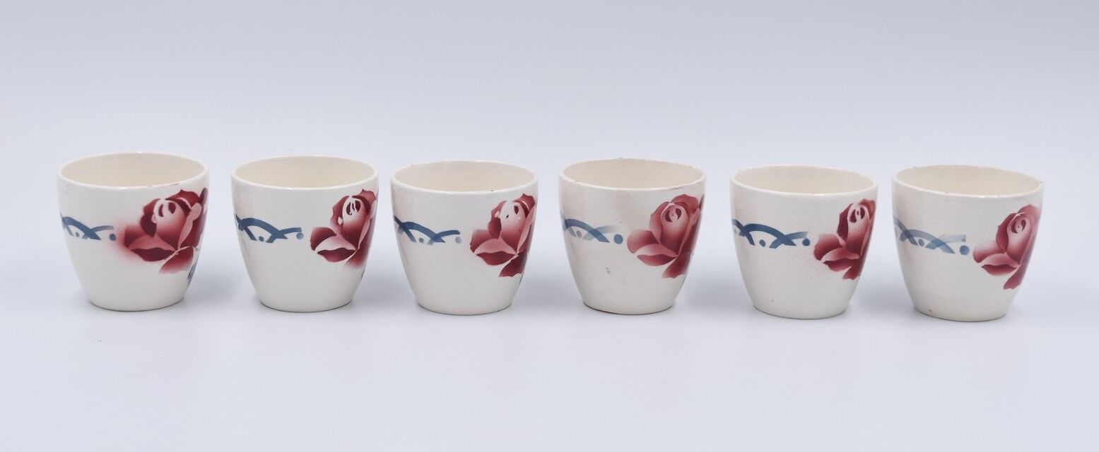 6 cups and under coffee cups Digoin Sarreguemines décor Cannes