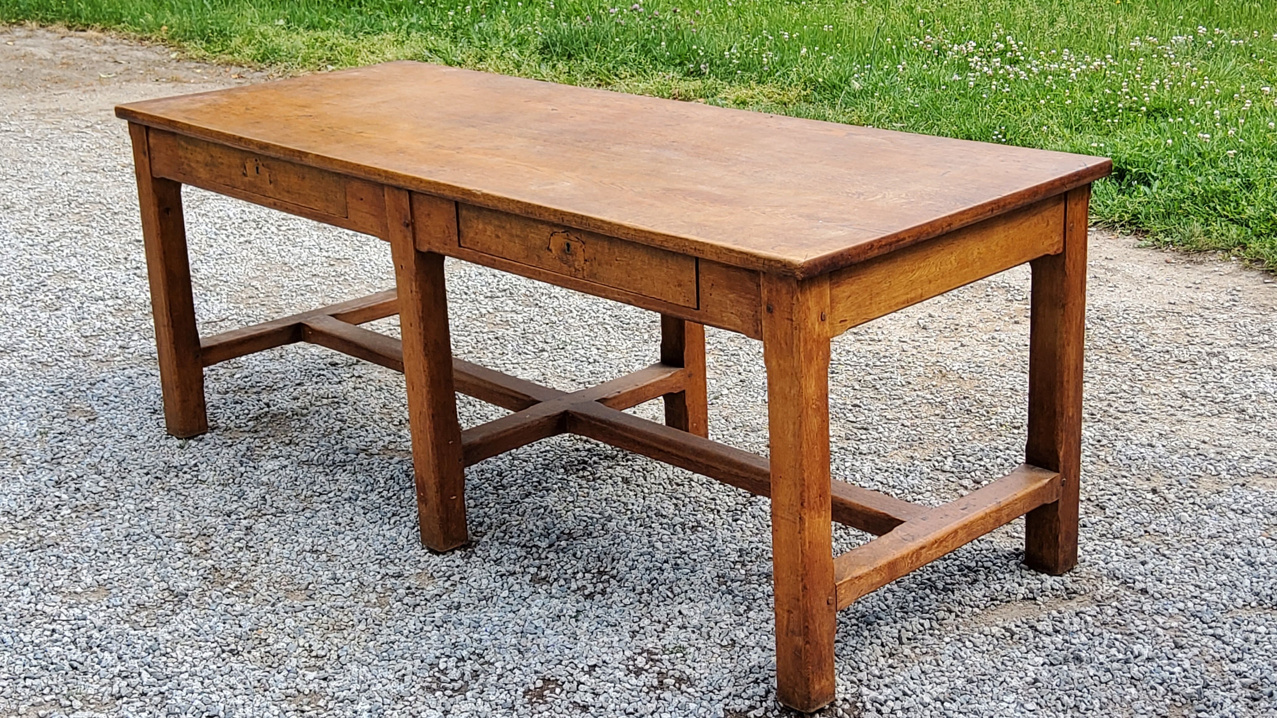 Oak farmhouse table 6 feet 2 drawers 200cm