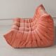 Canapé trois places Togo en velours côtelé corail de Michel Ducaroy pour Ligne Roset