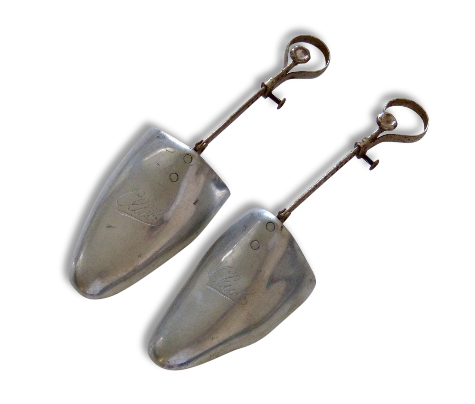 Pair of shoe trees former CLUB brand metal, aluminium.