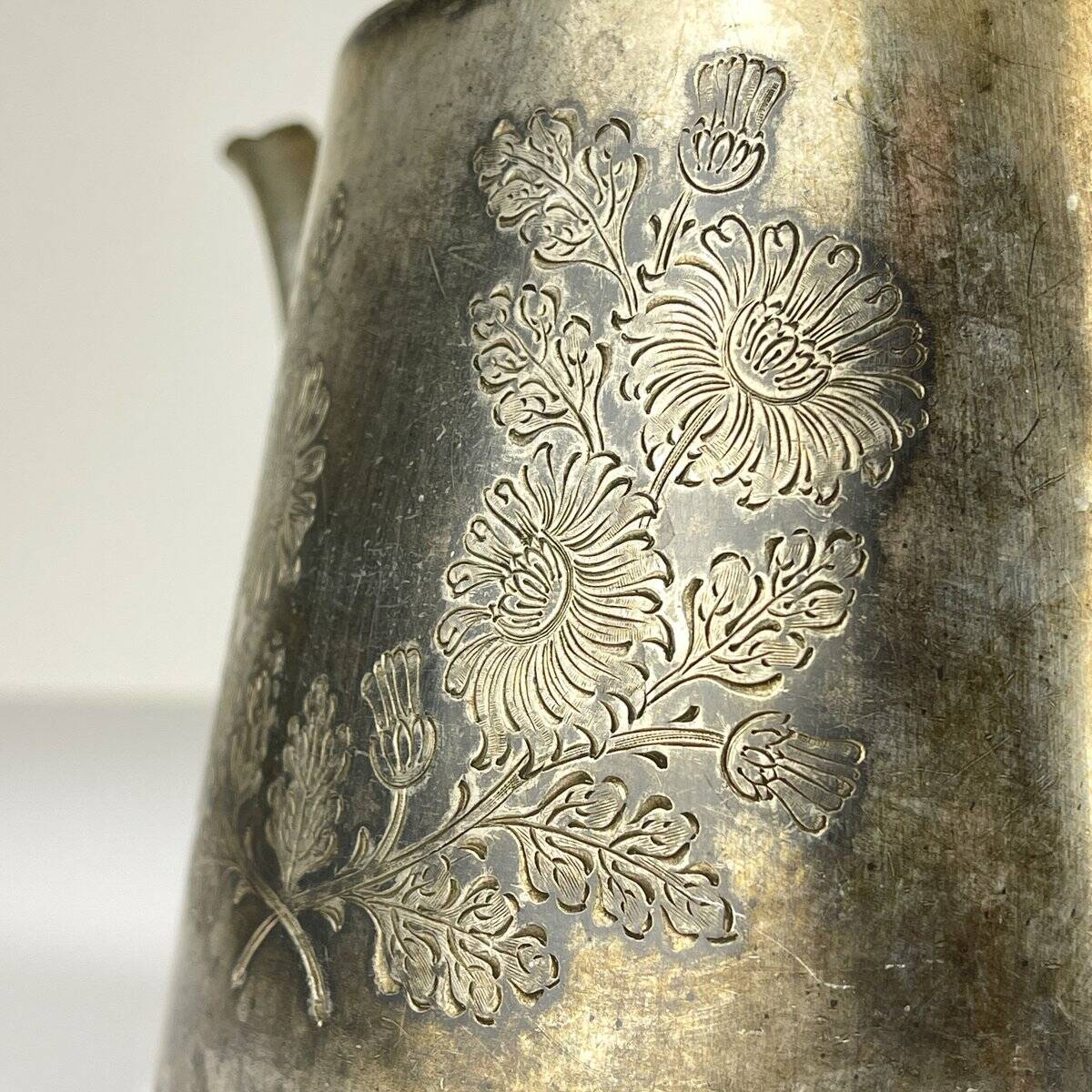 Antique silver-plated teapot from Sheffield, England, 1890-1910.