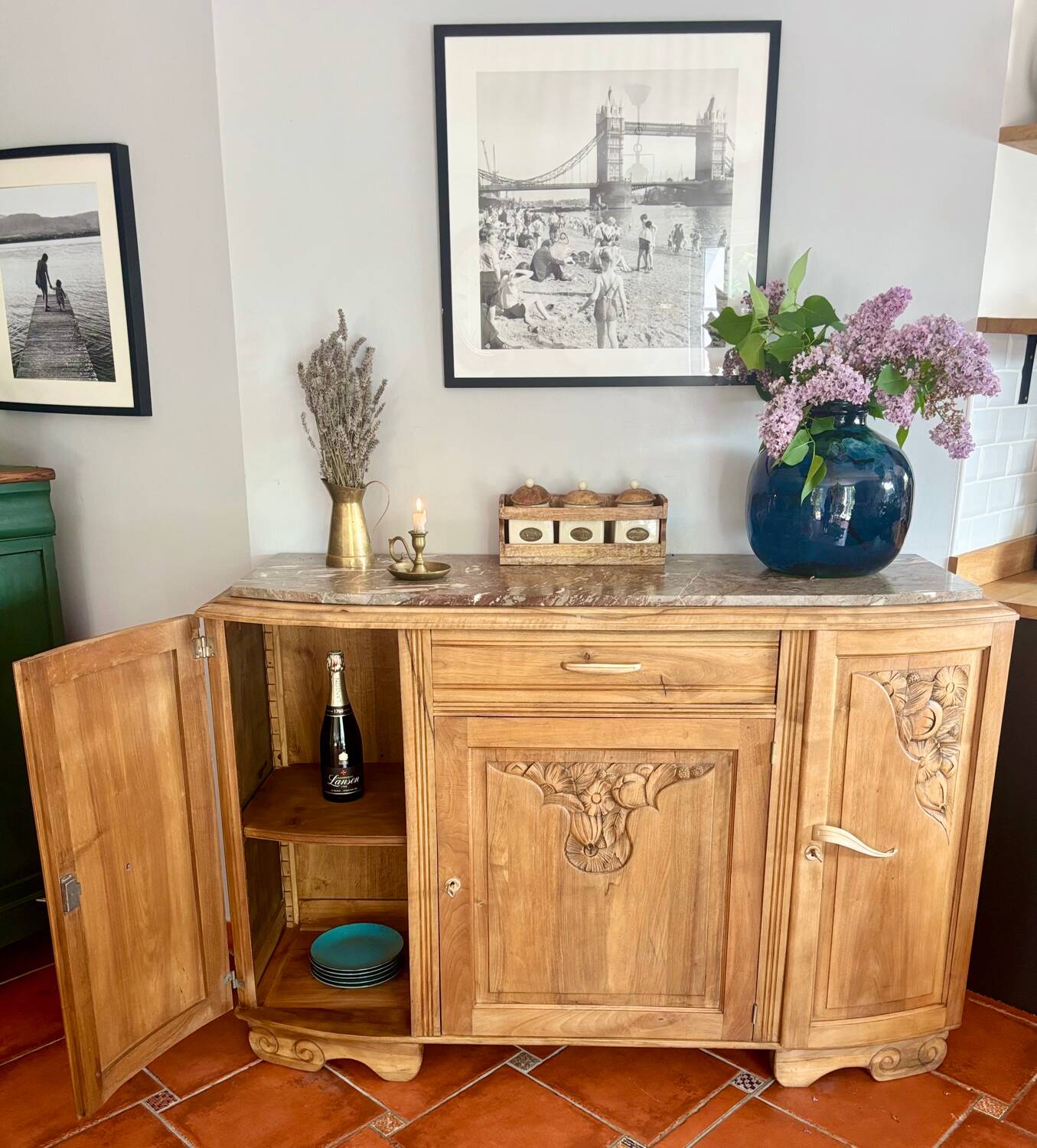 Buffet art déco en chêne massif