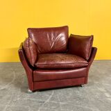 Danish red leather armchair by Svend Skipper 1970s