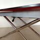 Table relevable vintage verre rouge et chrome-design 1970/1980