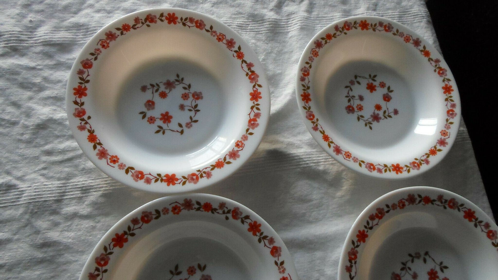 6 assiettes scania creuses arcopal france fleurs orange