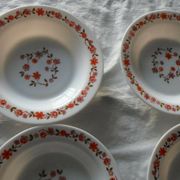 6 assiettes scania creuses arcopal france fleurs orange