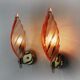 Pair of pink leaf sconces, mazzega murano, italy 1970