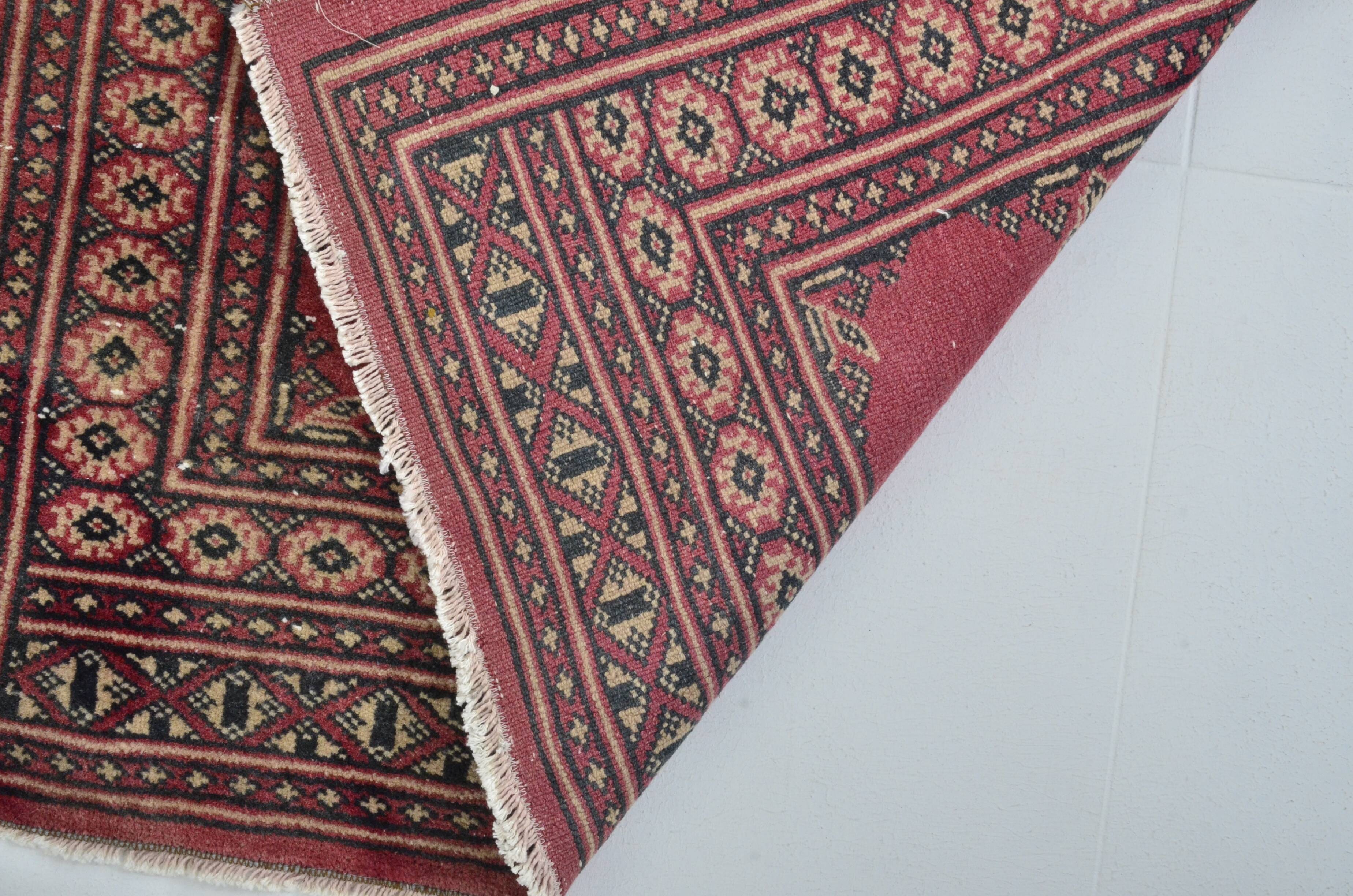 Tapis de couloir turc en laine rouge