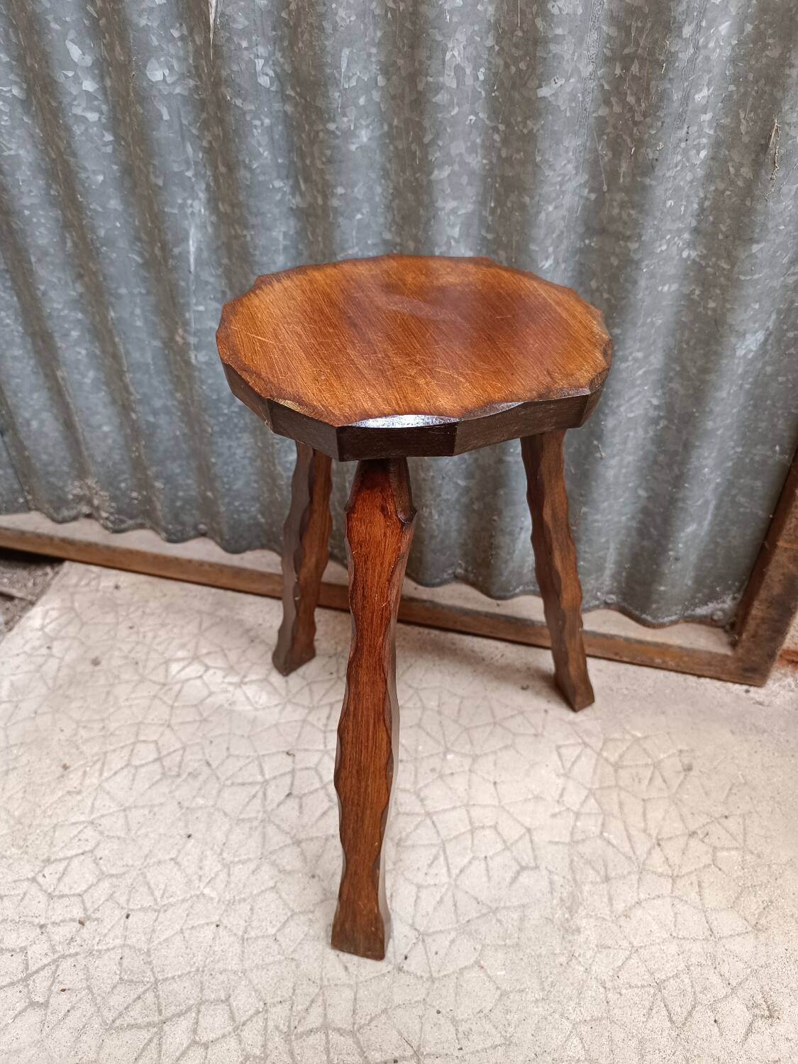 Vintage solid wood tripod stool