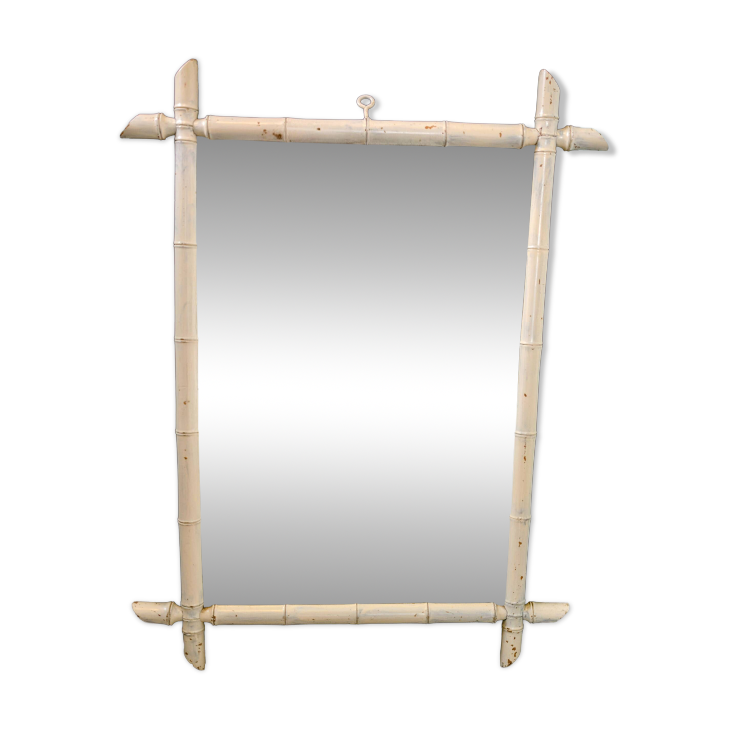 Miroir vintage style bambou blanc 84 x 63 cm – Décoration chic et intempore