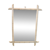 Miroir vintage style bambou blanc 84 x 63 cm – Décoration chic et intempore