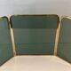 Three-Panel Folding Fire Screen in Tinted Green Glass with Brass Frame