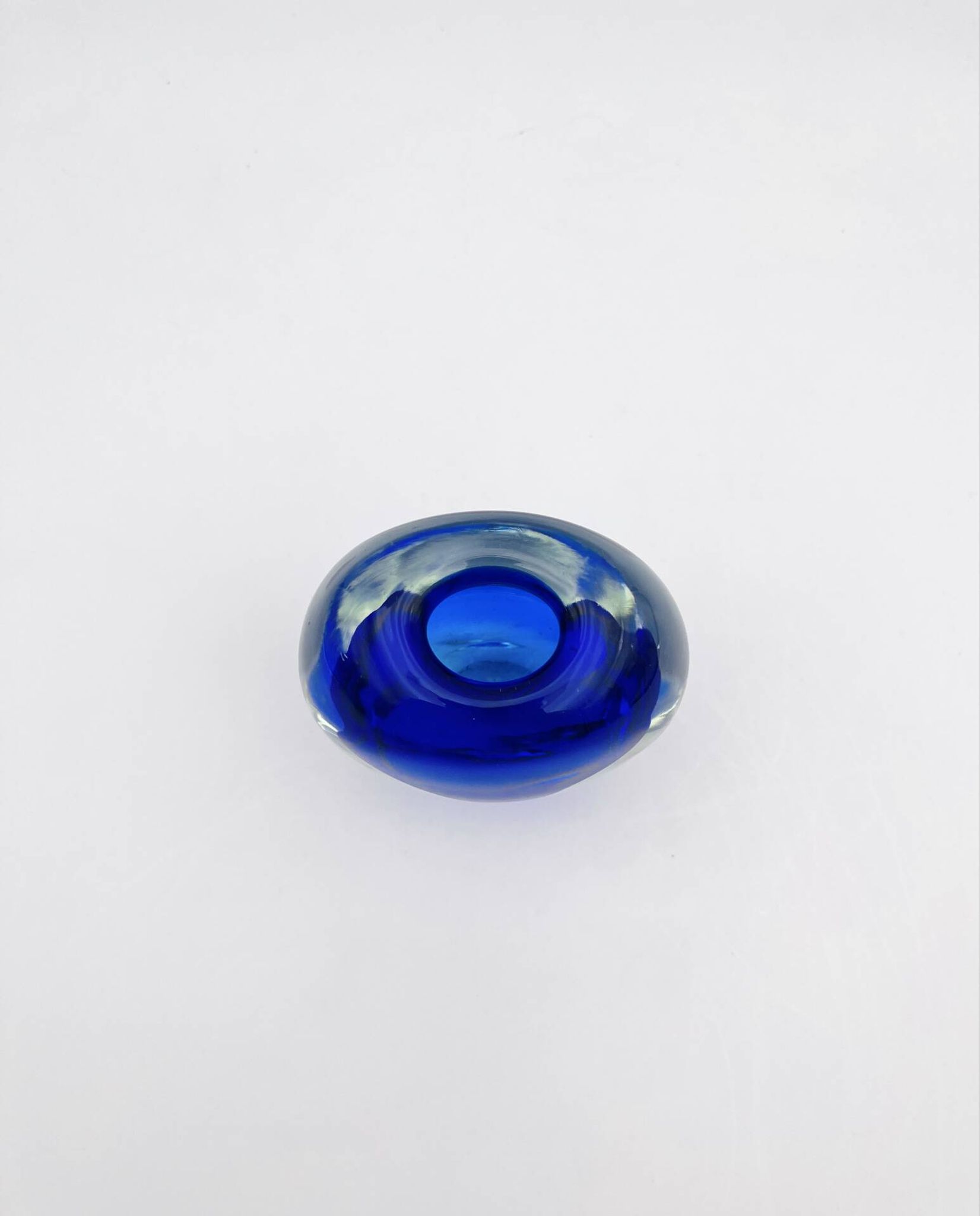 Murano Sommerso Cobalt Blue Vase 11cm 1kg Vintage Art Glass Design 60s
