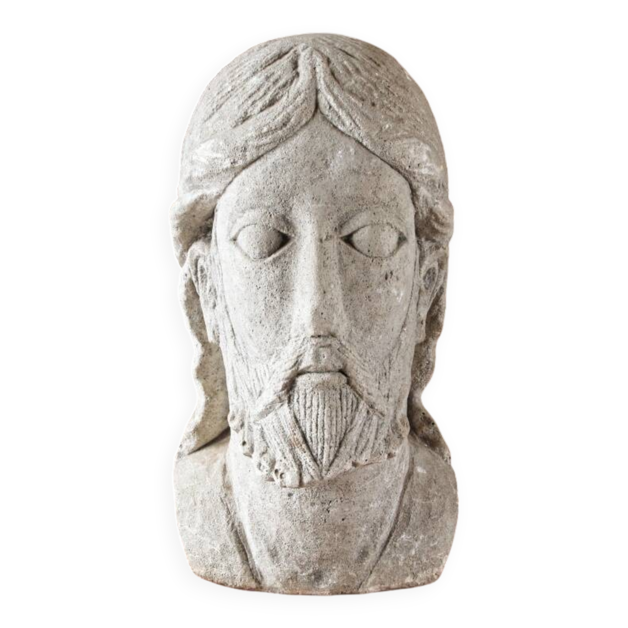 Ancienne tête de Christ de Vézelay en pierre reconstituée