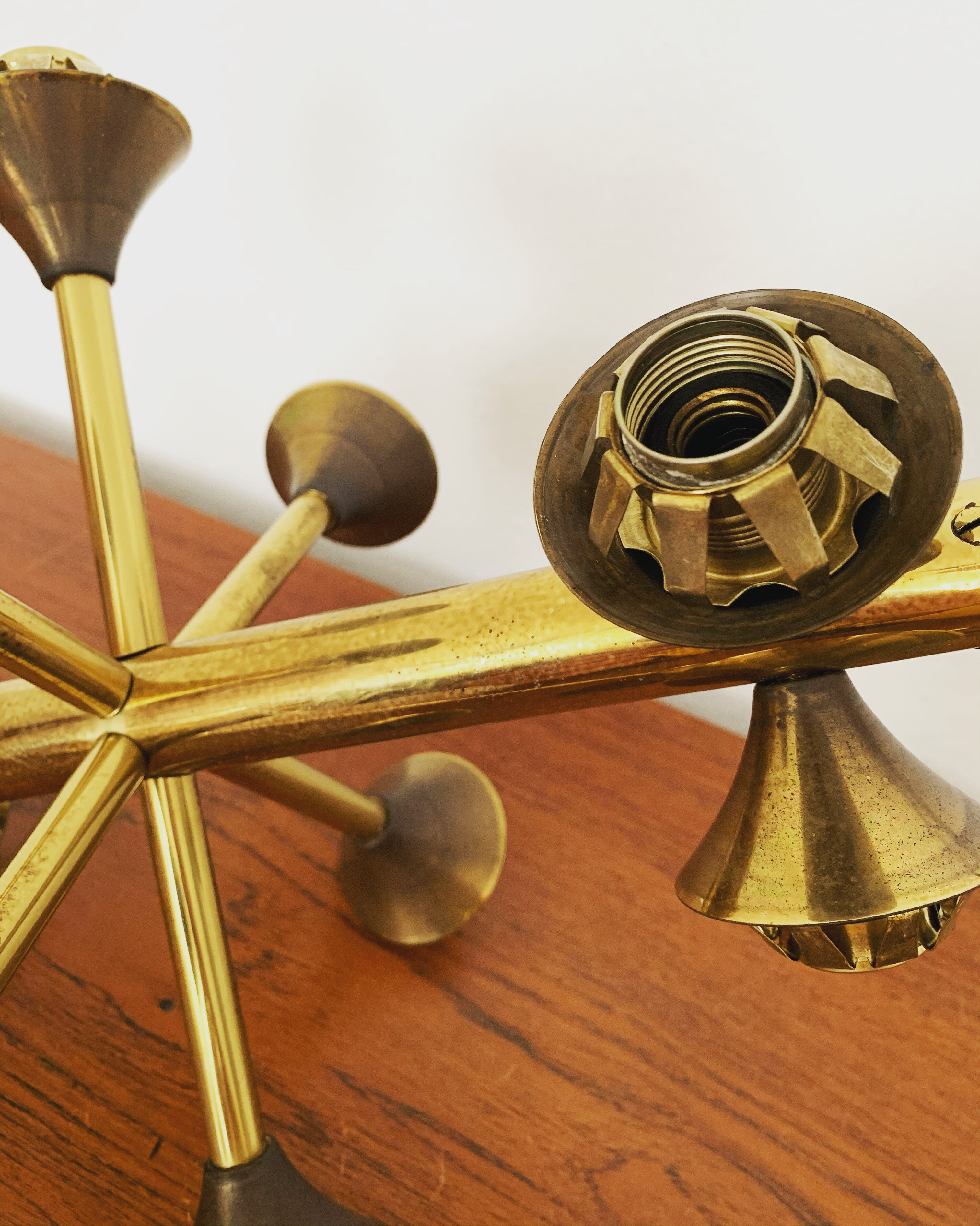 Brass Sputnik chandelier by Kaiser Leuchten