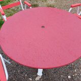 Garden furniture cast iron table and Tolix armchairs