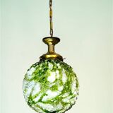 Hand-blown green art glass large chandlier