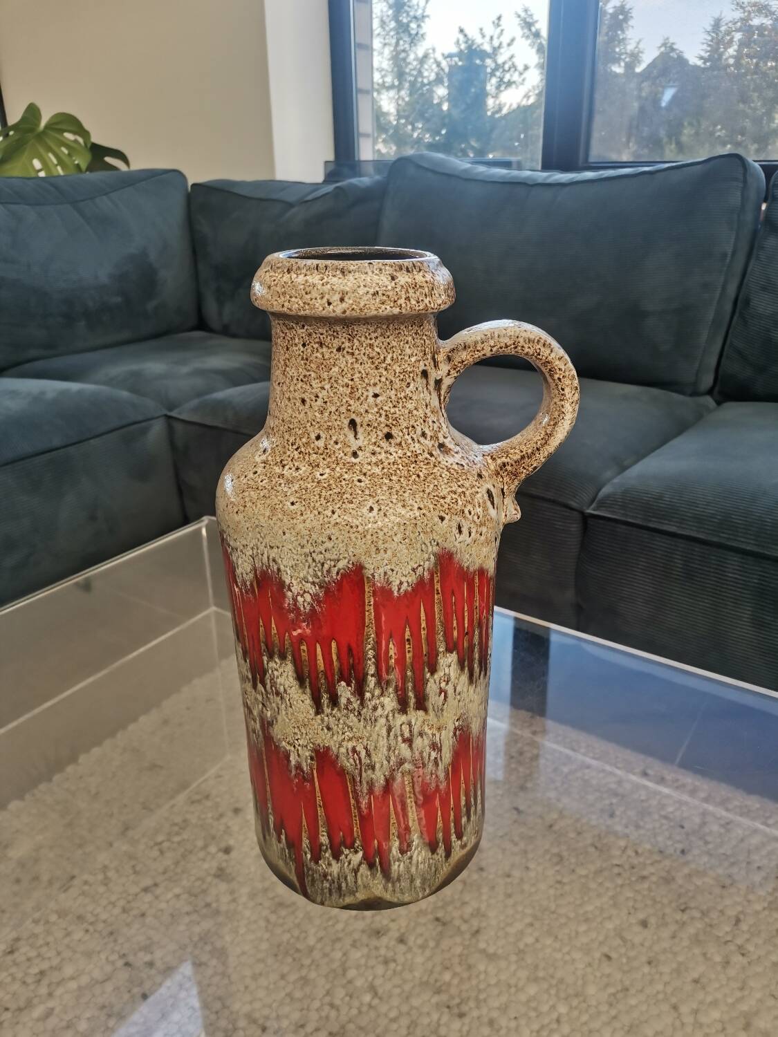 Vase vintage Scheurich poterie ouest-allemande LoRa Zig-Zag Fat Lava, 1970