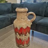 Vase vintage Scheurich poterie ouest-allemande LoRa Zig-Zag Fat Lava, 1970