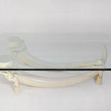Hollywood regency style faux tusk coffee table, 1980s