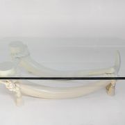 Hollywood regency style faux tusk coffee table, 1980s