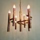 Geometric brass chandelier, Hollywood Regency, design by G. Sciolari, 1970.