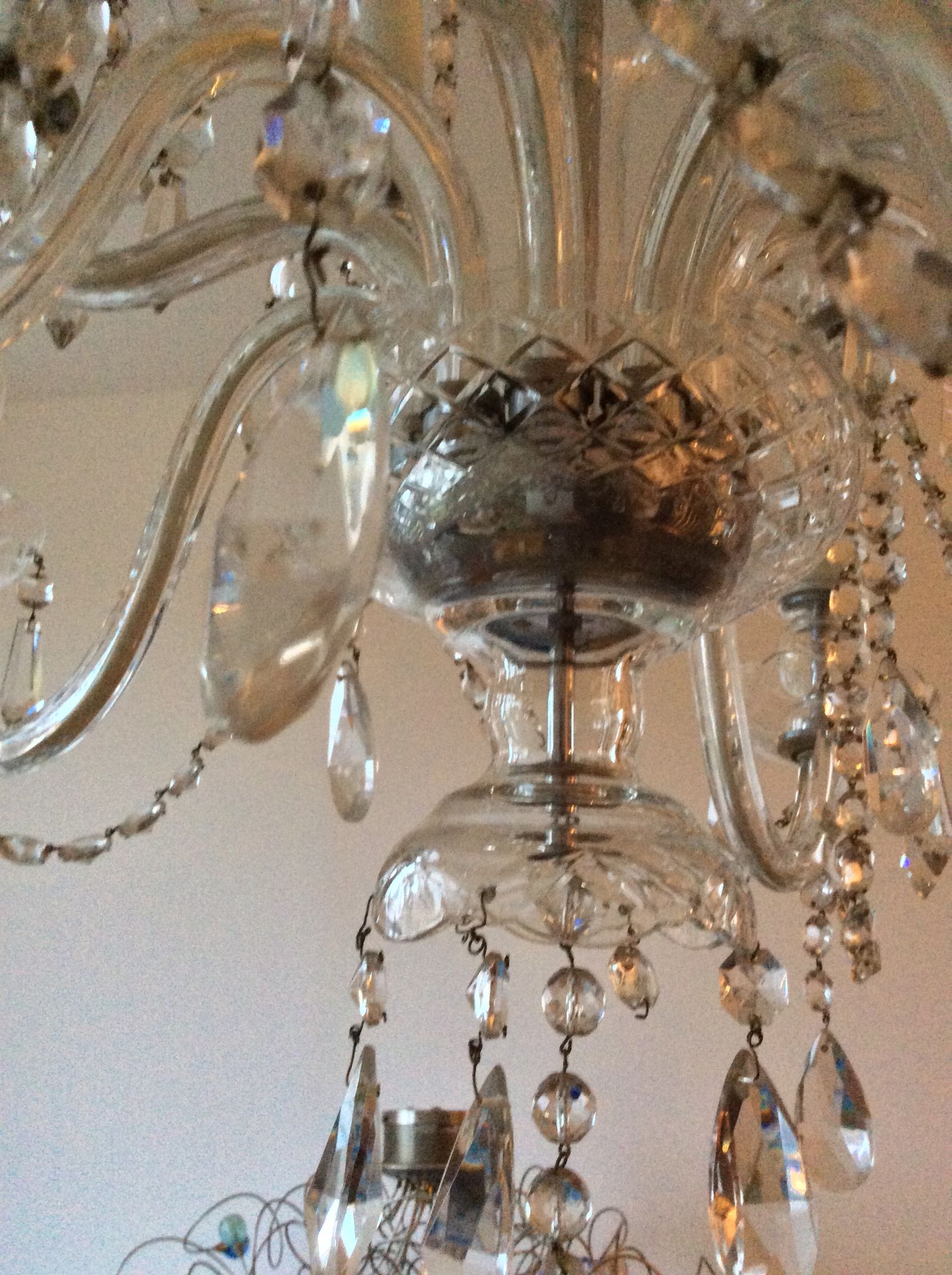 Old bohemian crystal chandelier for Deknudt