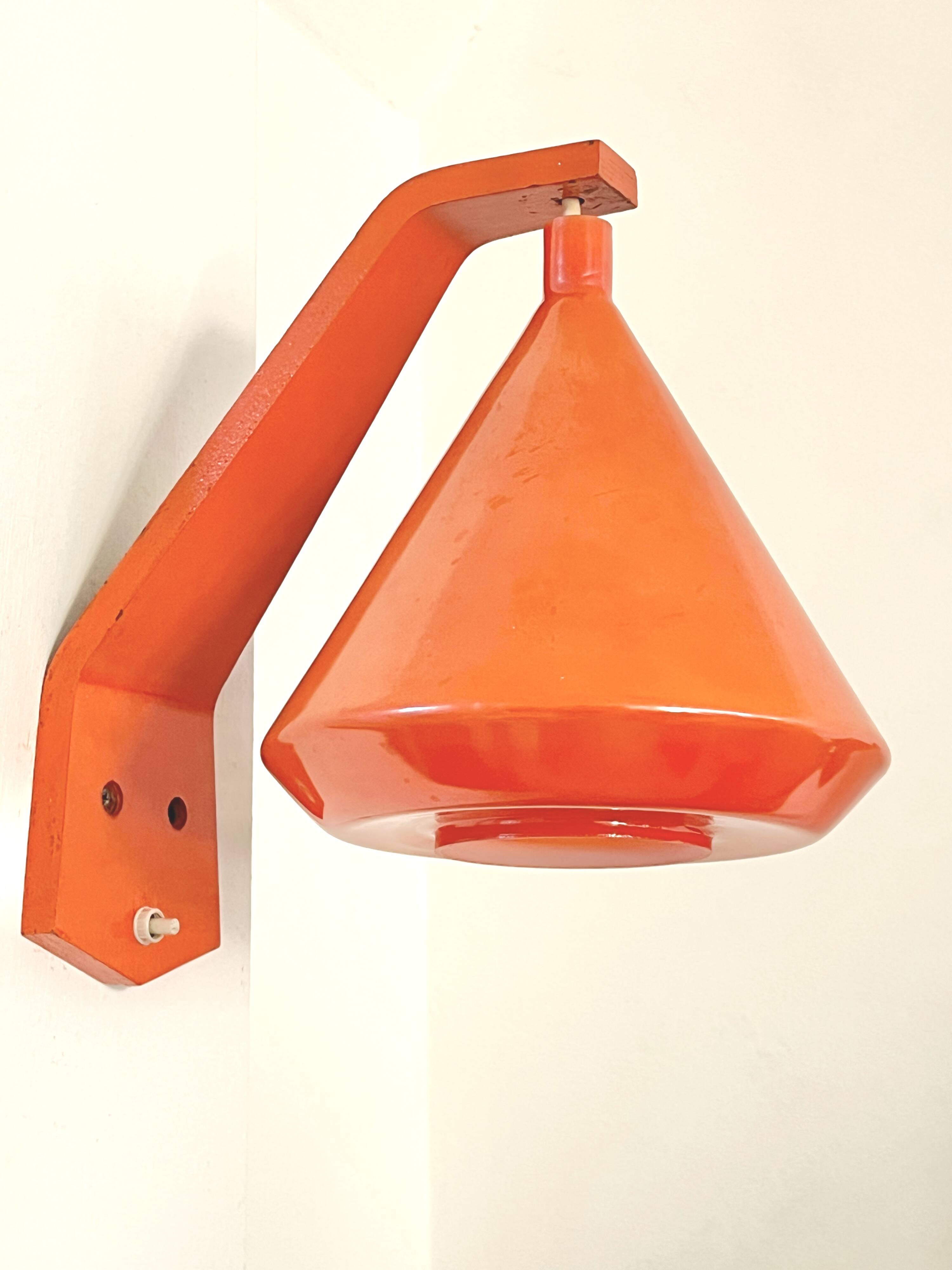 Philips Louis Kalff wall lamp opaline orange