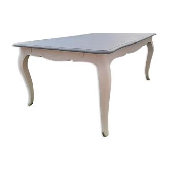Louis XV table Provencal style in old solid wood, carved with plant motifs