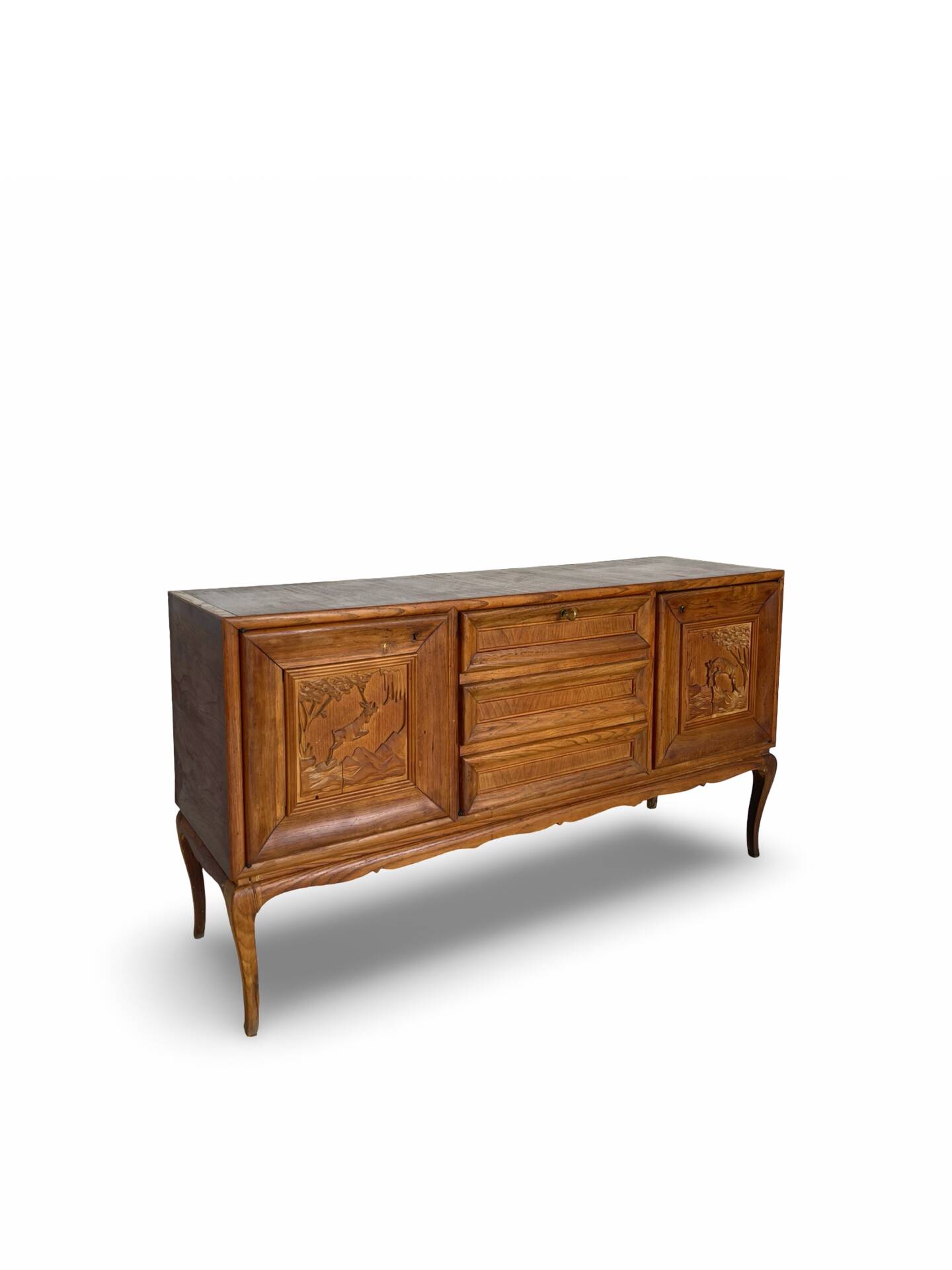 Italian Mid-Century cherrywood veneered and solid wood sideboard.