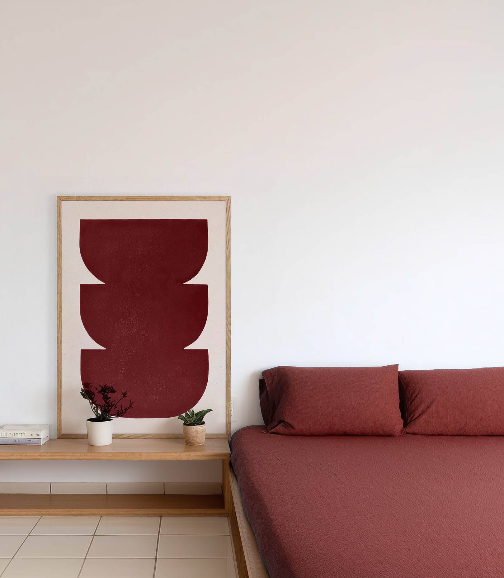 Abstract painting 50x70cm wine red signed Eawy