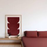 Abstract painting 50x70cm wine red signed Eawy